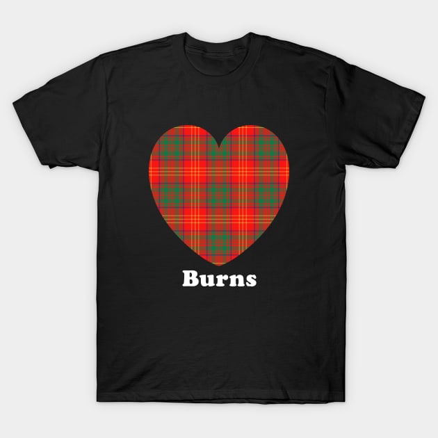 The BURNS Family Tartan 'Love Heart' Design T-Shirt by Plaidify